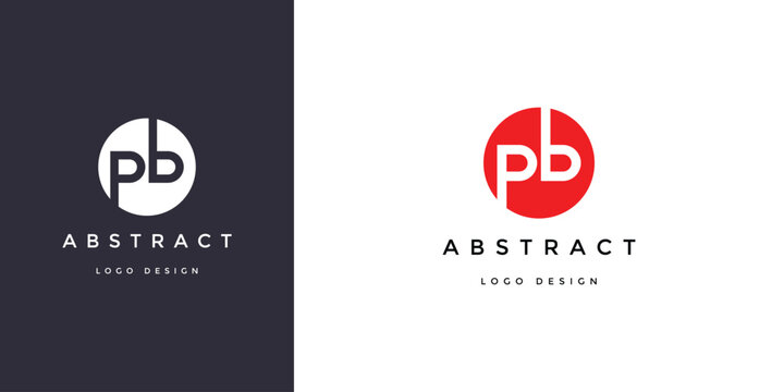 PB letter logo design with a modern circular shape in red and white colors for a corporate brand identity isolated on a clean dark background