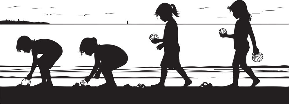 Silhouettes of Dancing Girls and People Walking Dogs Vector Illustration Collection