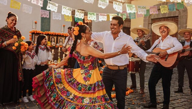 Celebration of life during a traditional dance event in a festive location with people enjoying a cultural gathering