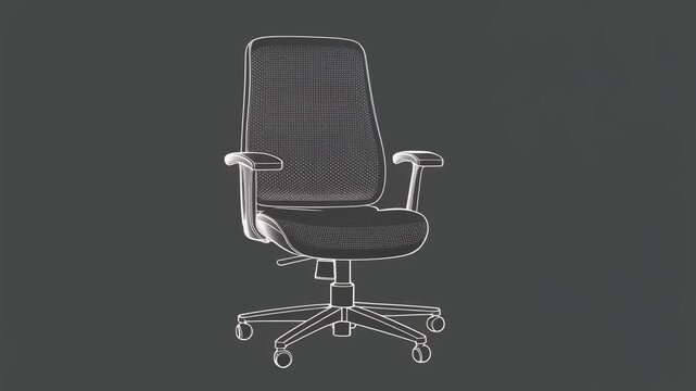 Modern office chair outline on dark gray background