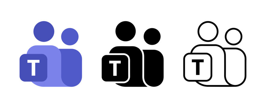 New Microsoft Teams logo icon 2026 in black & white, outline, flat styles. vector illustration