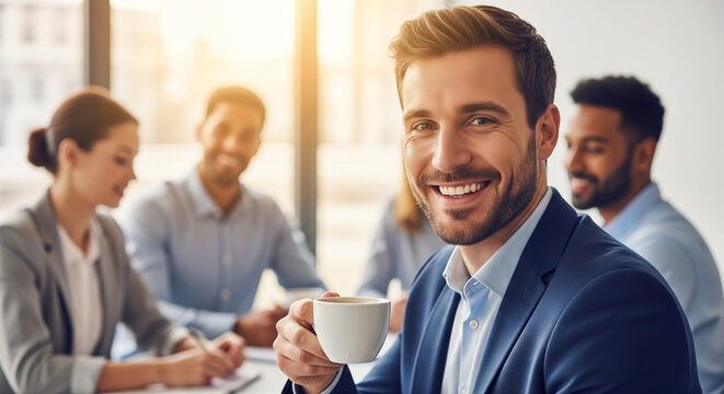 A business team conducting a hybrid meeting with a remote colleague, a concept of flexible work models and modern collaboration