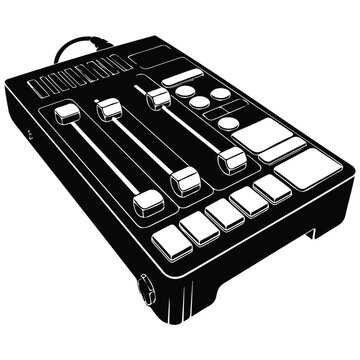 Professional music production midi controller studio mixer silhouette.