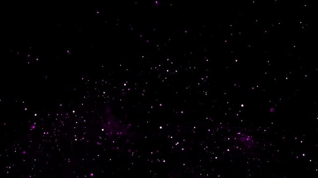 Falling purple sparkling background on dark 4k video