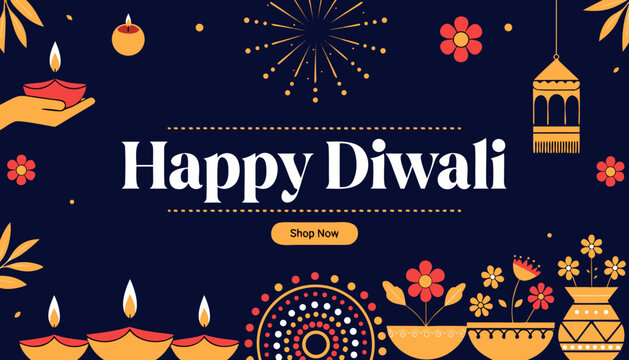 Diwali, Happy Diwali, Festival of Lights, Indian Celebration, Vector Illustration