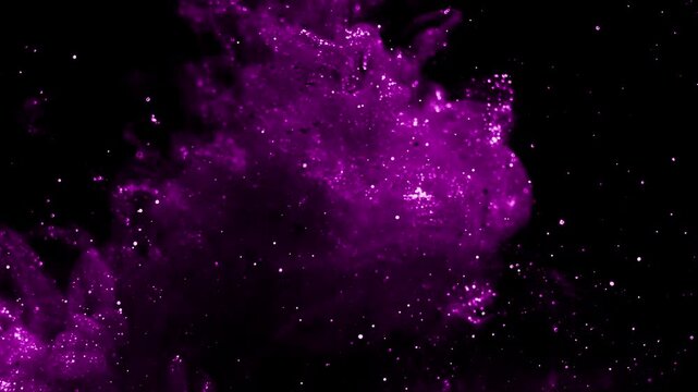 Falling purple sparkling background on dark 4k video
