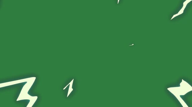 An arrow pointing to the left and white background image of leaf lines flower on broken glass window person jumping in air torn paper picture isolated on green screen background