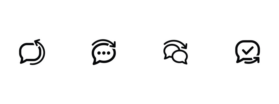 Message sync icons, chat bubbles with circular arrows vector artwork interface design package set templates today