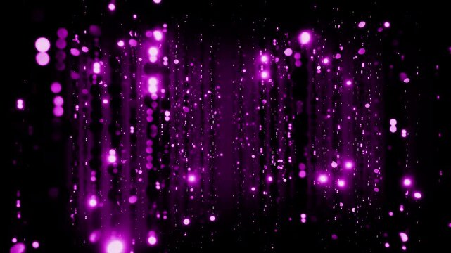Falling purple sparkling background on dark 4k video
