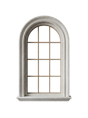 Fototapeta premium Vintage white arched window frame with cracked paint texture