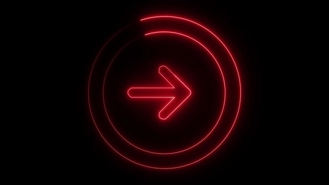 right direction arrow icon in circle lime green color animation. Black .4K