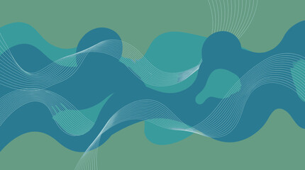 Fototapeta premium Abstract Flowing Waves and Lines in Blue and Green Tones with Subtle Textures