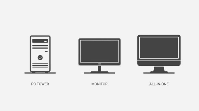 Computer Hardware Icons Set For Technology Concepts