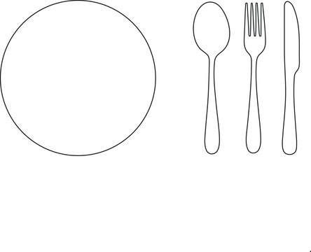 Vector illustration of plate with spoon fork and knife on for dining table setting