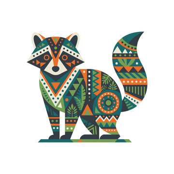 Colorful Patterned Fox Illustration.