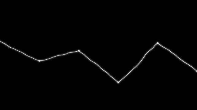Abstract white line graph on black background representing data visualization.