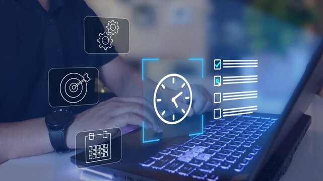 Clock and to do list interface, time management and productivity tools.  planning, scheduling, and efficient business workflow solutions.
