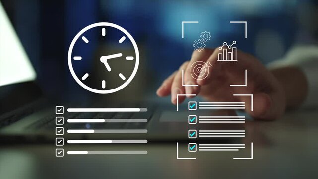Clock and to do list interface, time management and productivity tools.  planning, scheduling, and efficient business workflow solutions.