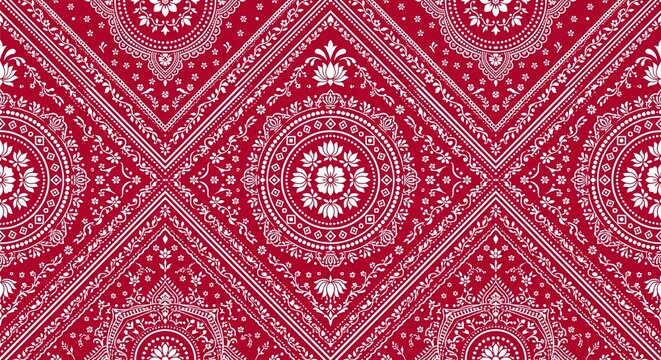 Red White Traditional Indian Bandhani Pattern
