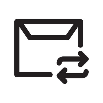Email with bidirectional arrows icon a flat black silhouette on a transparent background for digital interfaces arrow communication computer
