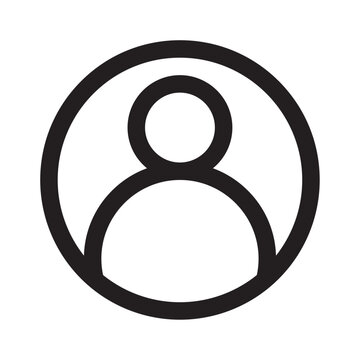 Person icon with a circular frame a black and white line style graphic for user interface elements account avatar