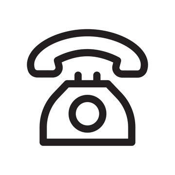 Vintage telephone icon a black and white line drawing on a transparent background for digital interfaces phone landline retro