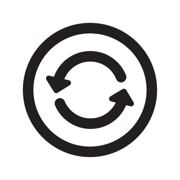 Circular refresh icon with curved arrows a flat black silhouette on a white background for digital interfaces arrow reload