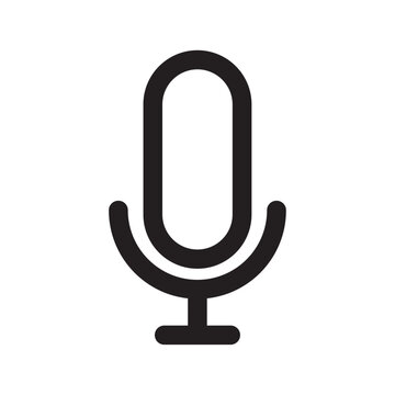 Microphone icon a black line style pictogram on a white background representing audio recording technology mic sound voice broadcast