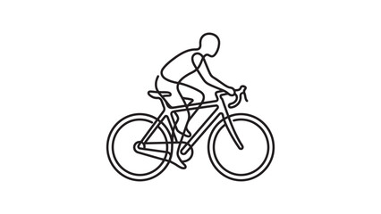 Fototapeta premium Continuous single line drawing of a person cycling on a bicycle.