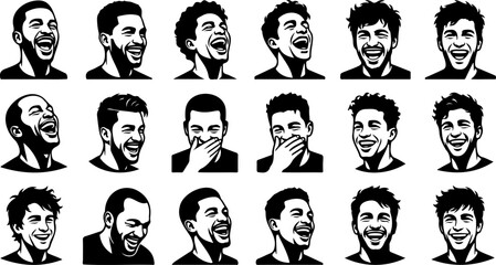 Expressive Laughing Silhouettes Showing Human Emotions