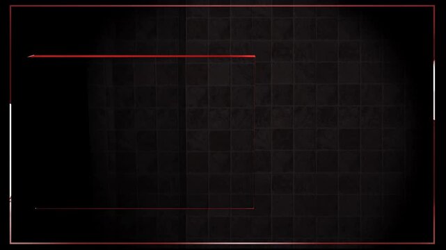 3D Flipping Box Slideshow Display with Green Screen Rectangular Card and Red Accents over Dark Tiled Wall Background