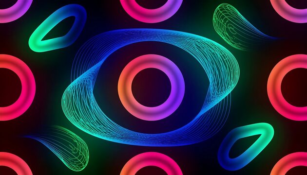 Vibrant Abstract Circular Patterns with Glowing Effects.