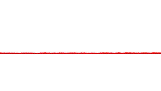 Red braided rope strand for craft decor border design cable fiber texture line element and creative border isolated on a transparent background