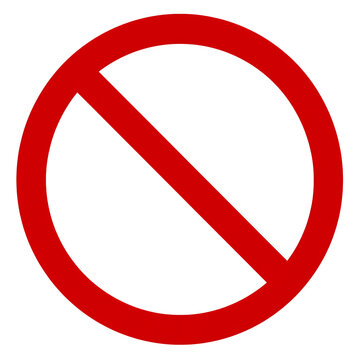 Red prohibition symbol no entry warning circle slash forbidden restriction sign simple safety icon graphic alert message isolated on a transparent background