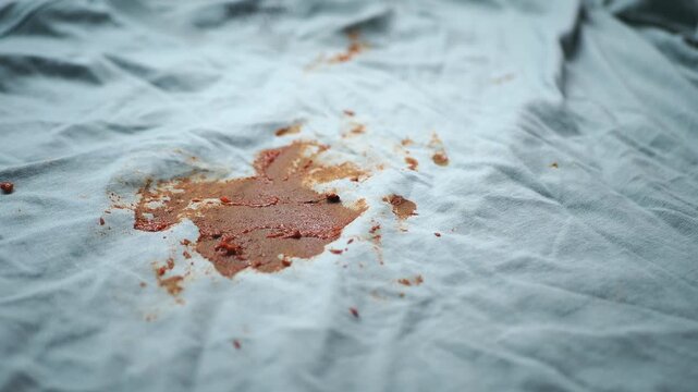 Cleaning food stain from bed sheet at home