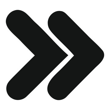Black fast forward or skip icon featuring dual chevron arrows for digital media control navigation isolated interface business pointing direction