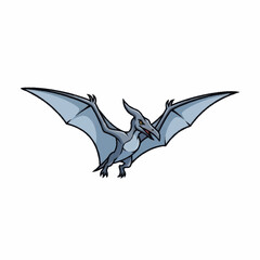 Illustrated Pterodactyl Flying with Wings Spread Wide. © Dong