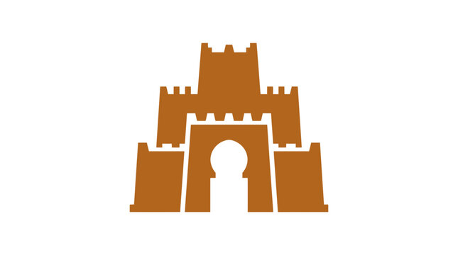Moroccan Architecture Icon: Stylized Fortress Gate with Arches and Battlements