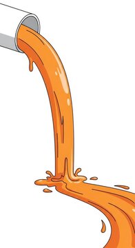 Orange Liquid Flowing from a Pipe - A Vibrant and Dynamic Illustration.