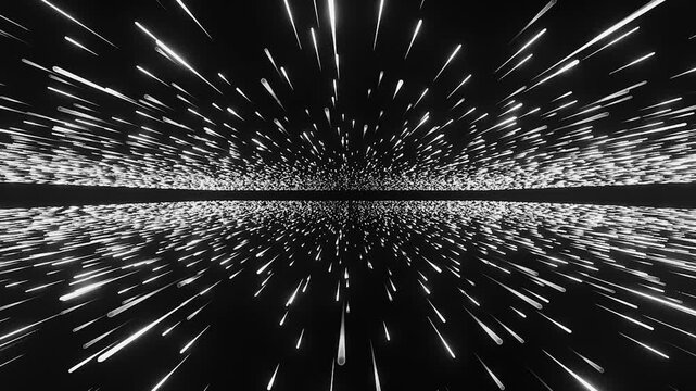 Flowing white sparkling lines on a black background 4k video