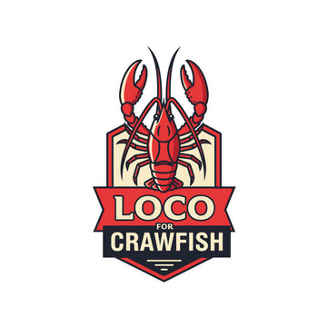 Loco for crawfish mascot logo with red shield.