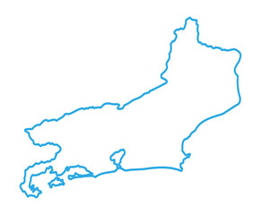 Fototapeta premium Rio de Janeiro State Map, Brazil. Simple Blue Outline on White Background