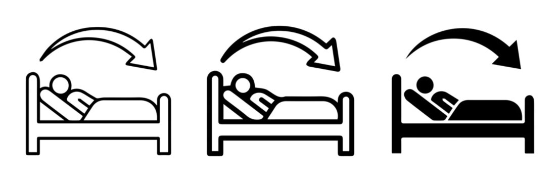 Sleeping position icons, bed rotation, person sleeping, vector illustrations