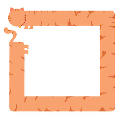 Orange tabby cat frame border rectangle handdrawn ginger © BlackGroundMeYou 