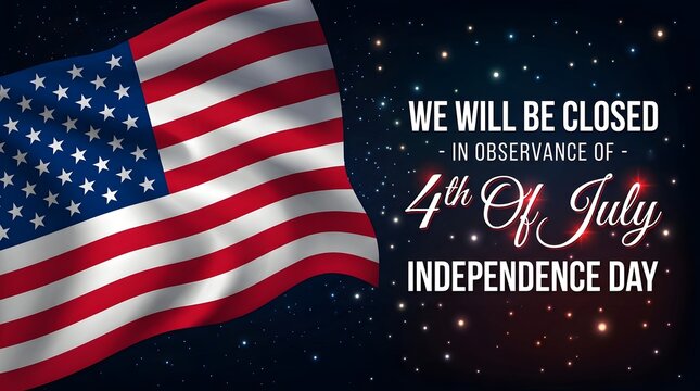 4th of july independence day closed in observance american flag