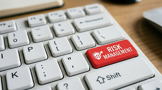 Risk Management Keyboard Button &ndash; Business Risk Assessment, Compliance and Enterprise Governance Concept
