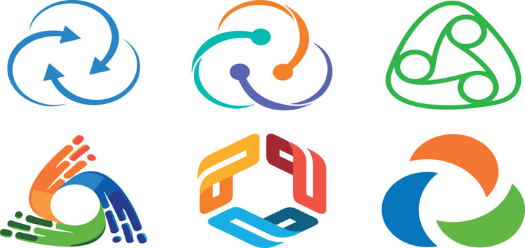 Abstract Logo Designs Vector Illustration with Six Modern Geometric Concepts