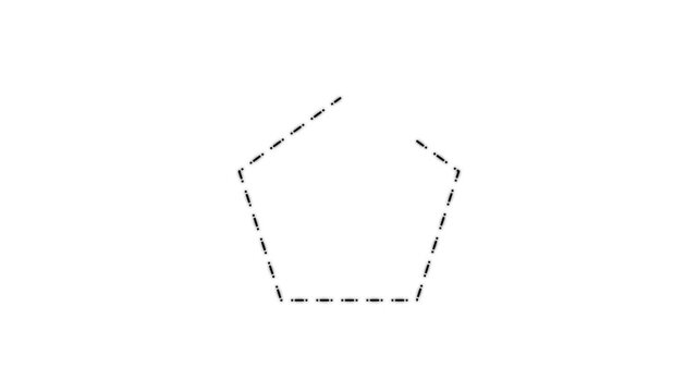 Minimalist pentagon shape animation, hand-drawn dashed line geometric simple style motion for presentations and.