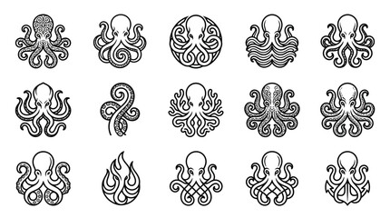 Collection of octopus tattoo designs. © miftah