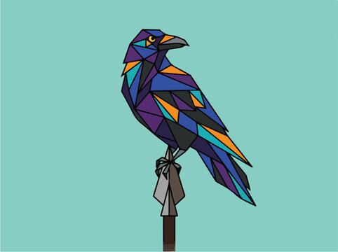Raven on spear tip